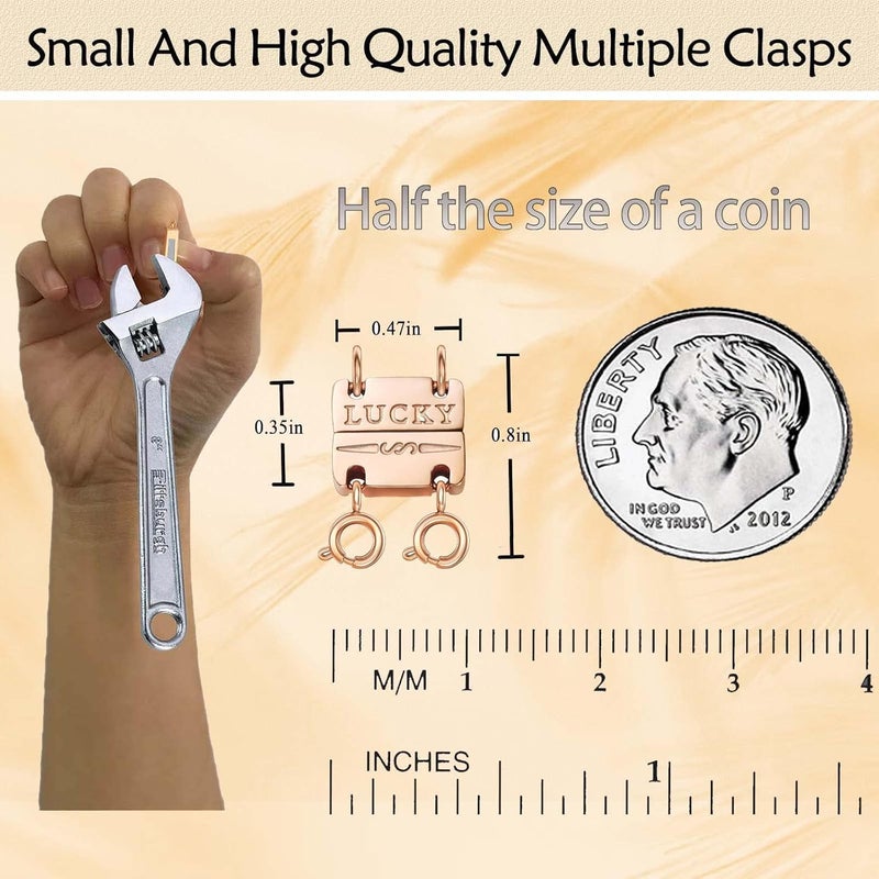 Qulltk Lucky Necklace Separator for Layering Strong Magnetic Clasps, 14K Gold and Silver Multiple Necklace Clasps for Layered Look - Image 2